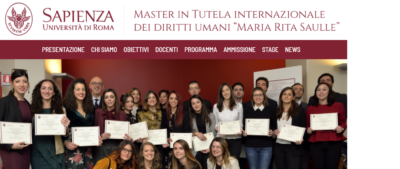 Pubblicato il bando per il Master di II livello in Tutela internazionale dei diritti umani “Maria Rita Saulle” (a.a. 2020/21)