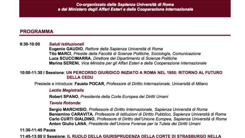 Convegno Live Streaming – LXX anniversario della Convenzione europea dei diritti umani