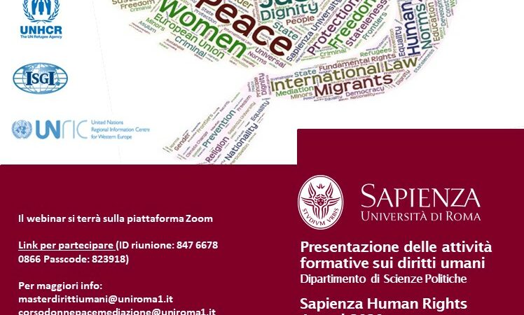 3 dicembre 2020 ‒ Presentazione delle attività formative sui diritti umani della Sapienza