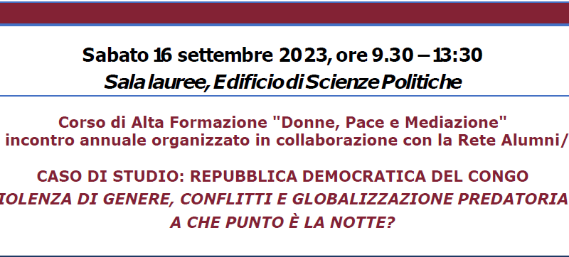 III Incontro annuale organizzato in collaborazione con la Rete Alumni/ae: caso di studio sulla Repubblica Democratica del Congo