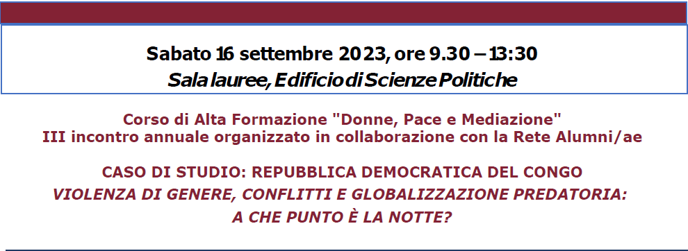 III Incontro annuale organizzato in collaborazione con la Rete Alumni/ae: caso di studio sulla Repubblica Democratica del Congo