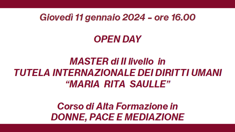 Open day: presentazione delle attività