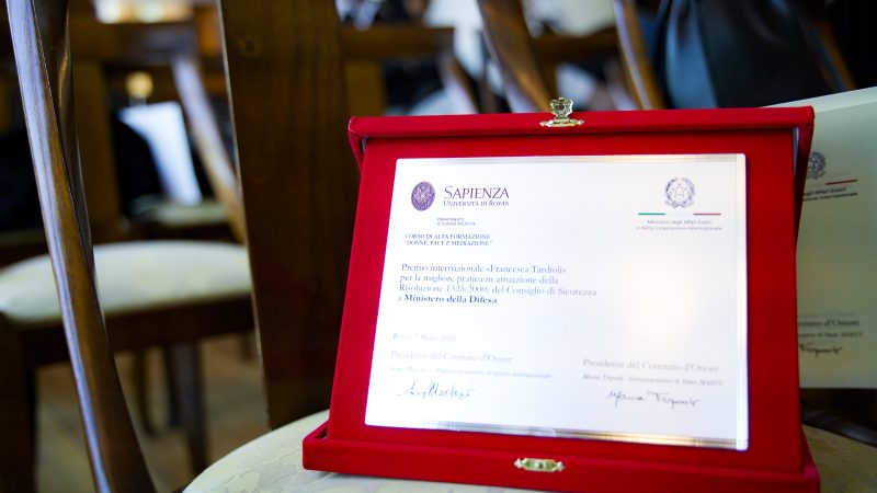Cerimonia di consegna del Premio Internazionale “Francesca Tardioli”: Riconoscimento alle migliori pratiche italiane in attuazione dell’Agenda Donne, Pace e Sicurezza, 7 marzo 2025