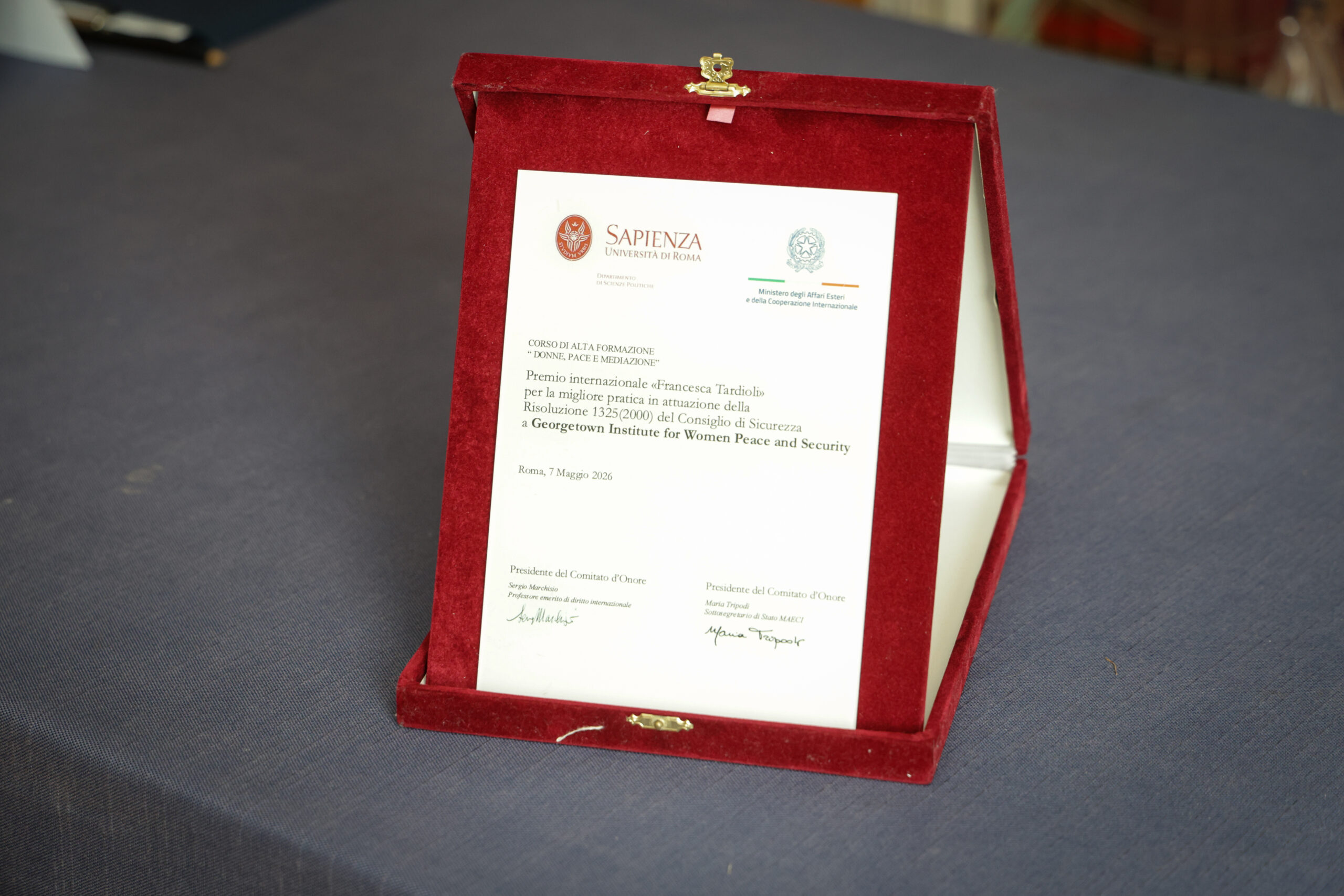 Premio Internazionale “Francesca Tardioli”: Riconoscimento alle migliori pratiche italiane in attuazione dell’Agenda Donne, Pace e Sicurezza, III edizione